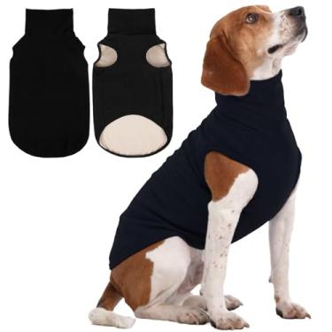Imagem de IECOii Suéter GG para cães – Colete de lã elástica com gola rolê – preto, GG, casaco quente de lã para cães grandes – Moletom de Natal para meninos e meninas, lavável na máquina