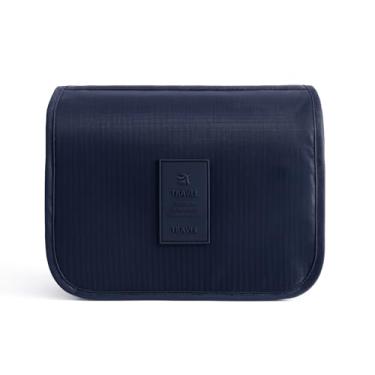 Imagem de Necessaire de Viagem com Cabide e Divisórias – Bolsa Organizadora de Maquiagem e Cosméticos Feminina e Unissex | Grande Espaço para Shampoo, Perfumes e Itens de Higiene Pessoal (Azul)