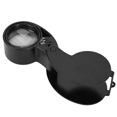 Imagem de Yinhing Lupa de Lupa 40X Com Luzes LED de Joalheiro Portátil de Alta Transmitância Com Revestimento de Liga de Alumínio para Colecionadores de Antiguidades Idosos e Entusiastas de (Preta)