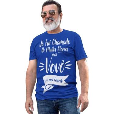 Imagem de Camiseta Vovô Presente Dia Dos Pais Frase Avô Nomes Colorida Azul Roya