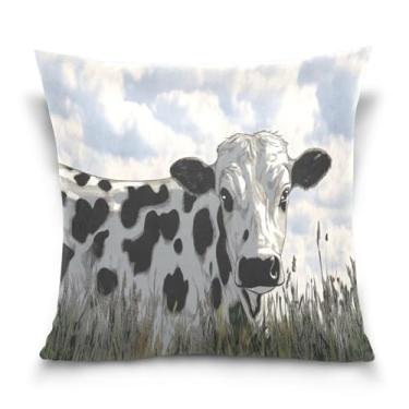 Imagem de Burbuja Capas de almofada 40,6 x 40,6 cm, capa de almofada de veludo macio de vaca leiteira decorativa para sofá, sofá, sala de estar, quarto