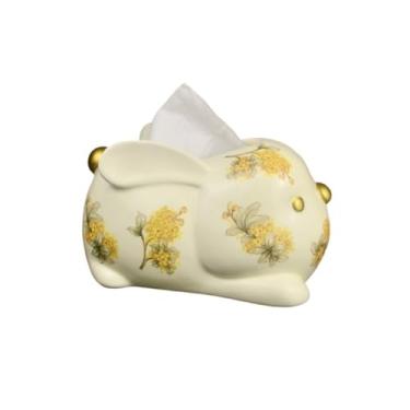 Imagem de VHDY85KA Porta-lenços de papel cerâmico, formato de coelho, casa, sala de estar, mesa de café, enfeite decorativo, caixa de lenços