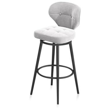 Imagem de Banco giratório de veludo moderno conjunto de 1, cadeira de bar de ilha de cozinha com base de metal para ilha de cozinha, casa, pub, restaurante, branco, 75 cm