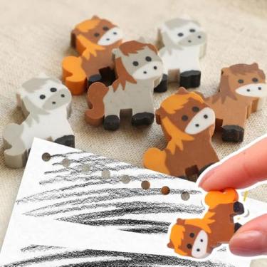 Imagem de 10 peças/lote de desenho animado tema animal novidade borracha bonito em forma de pônei material escolar acessórios de desenho cor aleatória, 3 x 3 x 0,6 cm