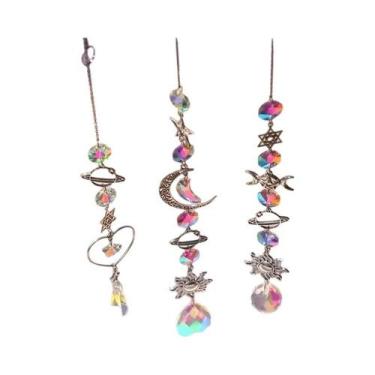 Imagem de Sino De Vento Cristalino Lua Sol Com Prisma De Diamante E Apanhador De