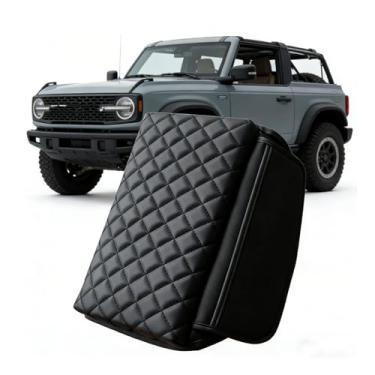 Imagem de CNImpetus Capa de apoio de braço para console central compatível com acessórios Ford Bronco 2021 2022 2023 2024 2025 2/4 portas com padrão diamante bolsos laterais de couro acessórios interiores