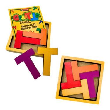 Imagem de Desafio Raciocínio Lógico Quarteto Brinquedos Educativos Puzzle Madeir
