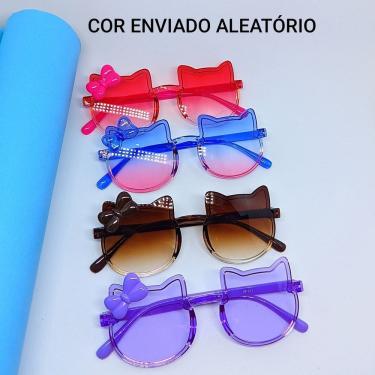 Imagem de Óculos de sol Infantil Menina Fofo Armação Flexível Gatinho com Laço Desenho Hello Kitty Kids Proteção Uv400 Acessórios