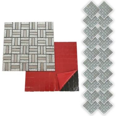 Imagem de Pastilha De Vidro Autocolante Kit 20 Uni Parede Facil Aplicacao Cozinh