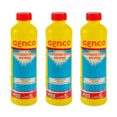 Imagem de Kit 3 Elevador de pH Líquido Genco pH+ 1 Litro Piscinas