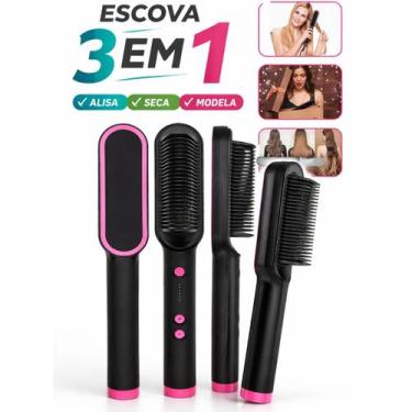 Imagem de Escova Alisadora de Cabelo 5 em 1 Bivolt Modeladora Cerâmica PTC Alta 