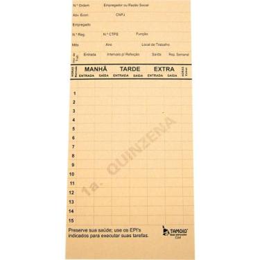 Imagem de 100 Cartão De Ponto Mensal Palha 86 X 180 Mm Tamoio