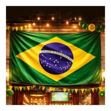 Imagem de Bandeira Do Brasil Copa Do Mundo 1,8mx2,7m Bandeirão Grande Com Tunel 