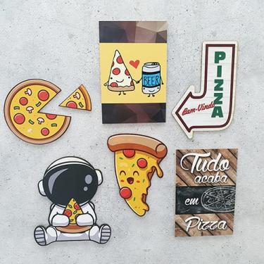 Imagem de Kit com 6 placas decorativas em mdf - Pizza