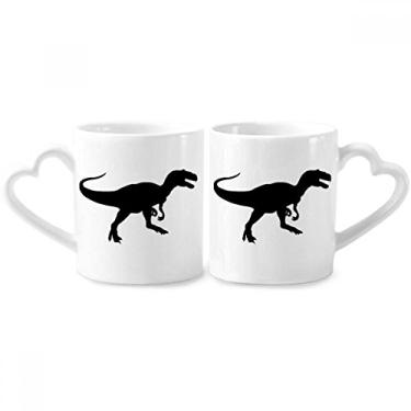 Imagem de Conjunto de canecas de porcelana para casais de extinção em miniatura de ossos de dinossauro com alça de coração