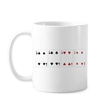 Imagem de Caneca de cerâmica com estampa de clube de diamantes com 4 corações, xícara de porcelana e café