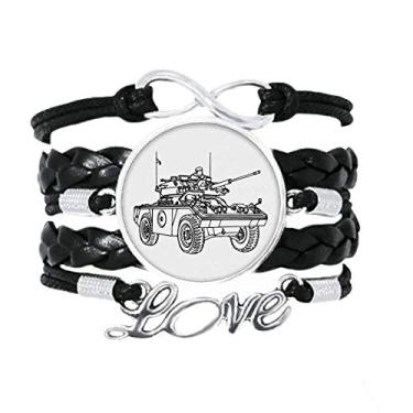 Imagem de OFFbb-USA Pulseira de couro torcido com cordão de tricô para presente Art Deco militar