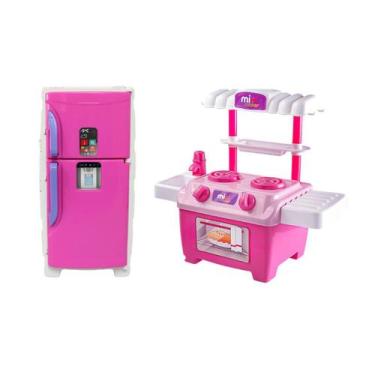 Imagem de Kit Cozinha De Brinquedo Com Mini Fogão E Geladeira Freezer - Bs Toys