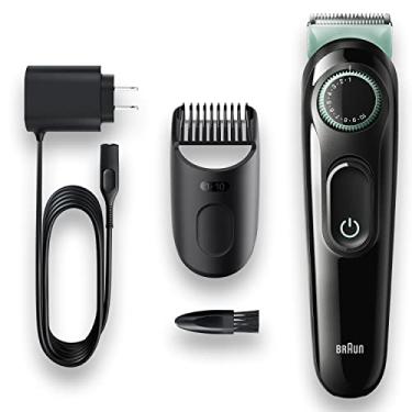 Imagem de Braun Aparador de barba 3, BT3221, aparador de barba para homens, aparador de cabelo, lâminas afiadas vitalícias, 20 configurações de comprimento, preto/verde vibrante