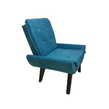 Imagem de Poltrona Decorativa Emilia Plus Pé Palito Em Suede - Azul Turquesa - Cor: Azul