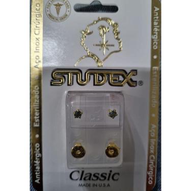 Imagem de Brinco Studex Classic 4Mm Tiffany Azul  Medio Dourado
