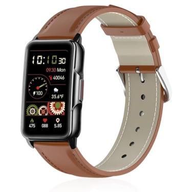 Imagem de Lzwldan Pulseiras de couro compatíveis com relógio inteligente Mindrose H80 de 1,5 polegadas, pulseira de substituição de couro genuíno macio para Mindrose H80 Fitness Trackers IP68 para mulheres e