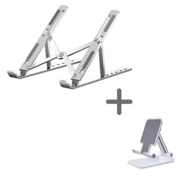 Imagem de Suporte Para Notebook, Macbook, laptop e Tablet em Alumínio de mesa ajustável portátil dobrável Ergonômico