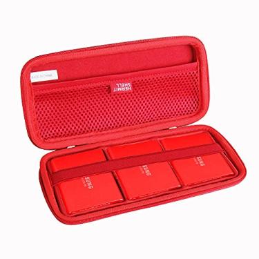 Imagem de Hermitshell Capa rígida de viagem para Samsung T5 SSD portátil 250GB 500GB 1TB 2TB USB 3.1 unidade externa de estado sólido (capa para 3 discos rígidos, vermelha)