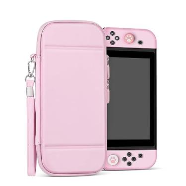 Imagem de TNP Estojo de transporte para Nintendo Switch, Kawaii, fofo, Nintendo Switch, estojo de armazenamento para meninas, bolsa de armazenamento portátil com protetor de tela, suporte de 10 cartuchos de