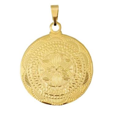 Imagem de Pingente Masculino Mandala Flor de Lotus Banhado a Ouro 18k - Dinis Jo