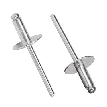 Imagem de Maozaa 50 rebites cegos de alumínio de flange grande de 3/40.6 cm x 1/5.1 cm, rebites pop de 4,8 x 12 mm, rebites cegos para metal, prata