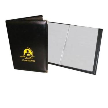 Imagem de Kit 2 Pastas Cardapio Em material sintético Luxo Tamanho A4 4 Bolsas -