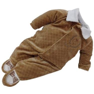Imagem de Macacão Bebê Menino Plush Luxo Zafielo Inverno Enxoval 532, Marrom, M 