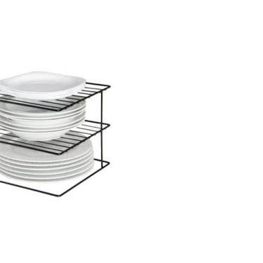 Imagem de Organizador De Pratos Armário Cozinha Aramado Aço Reforçado - Suportaç