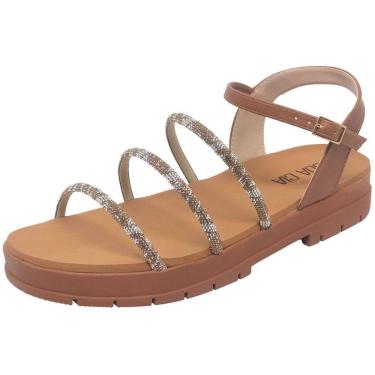 Imagem de Sandália Feminina Conforto Tiras Finas Strass Brilho Sua Cia