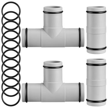 Imagem de Pushglossy 4 peças conector de mangueira de piscina de 3,2 cm a 3,18 cm conector de mangueira de bomba de junta T adaptador de mangueira com anéis de vedação e arruelas para substituição de acessórios