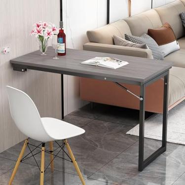 Imagem de Mesa dobrável multifuncional, mesa de jantar, mesa de jantar para espaços pequenos, fácil de dobrar e não ocupa espaço, adequada para quarto, sala de jantar e sala de estar, cinza, 90 x 60 cm