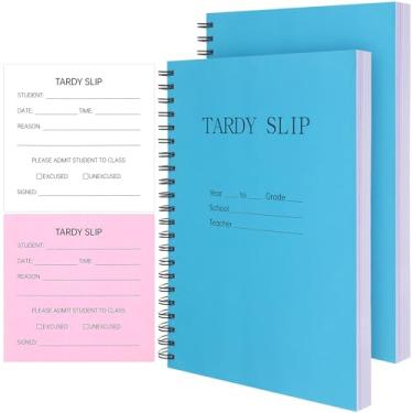 Imagem de Dunzoom Pacote com 2 cadernos atrasados com duplicados sem carbono de 8 x 10 cm de atraso por livro, cópia de registro para gravação escolar, alunos, chegadas tardias, fácil remoção, dobra e rasga