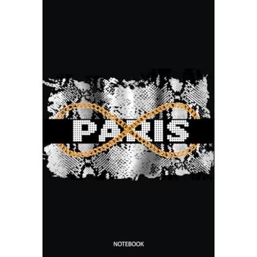 Imagem de Paris France with Black Snake Pattern Journal Paperback: 100 Blank Ruled Pages 6x9 inch: I Love Paris, Paris Notebook Diary