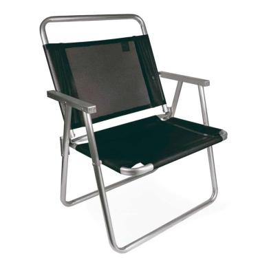 Imagem de Cadeira de Praia em Alumínio até 140kg Oversize Preta 2153 MOR