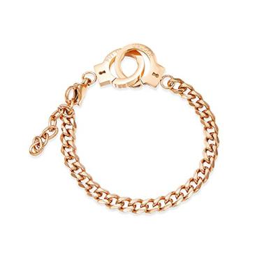 Imagem de Gilieyer Pulseira de algemas, pulseira de aço inoxidável/tornozeleira para homens, mulheres adolescentes, design de algemas, design de distância combinando amizade, melhor amigo, pulseira de