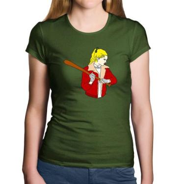 Imagem de Baby Look Algodão Baseball Girl - Foca na Moda, Musgo, GGG