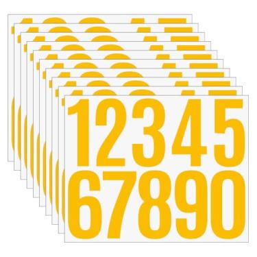 Imagem de GSHLLO 100 peças de números autoadesivos de caixa de correio de 10 cm à prova d'água adesivos de número de endereço decalques adesivos para casa janela amarela