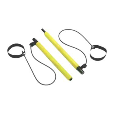 Imagem de rockible 2 Seções Pilates faixas de resistência, barra de tonificação portátil com equipamento de ginástica de loop de pé para agachamento, Amarelo