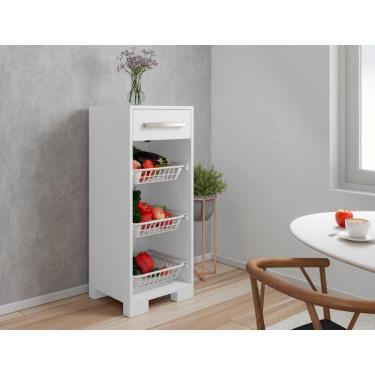 Imagem de Fruteira Balcão Multiuso 1 Gaveta Branco Gana Casa Moderna Branco