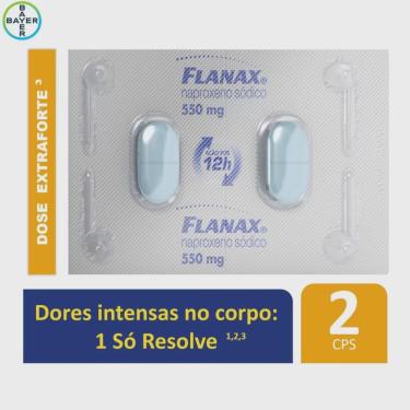 Imagem de Analgésico flanax 550MG bayer dores intensas com 2 comprimidos