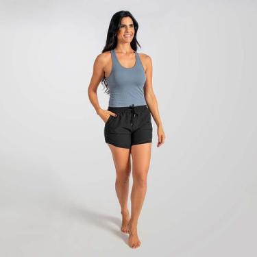 Imagem de Shorts Duplo Feminino Fitness Sport Treino Preto Alma Genius, P, Preto