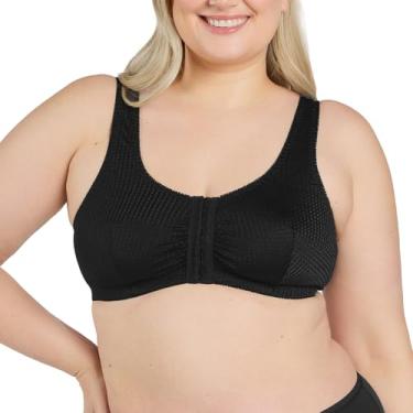 Imagem de Leading Lady Sutiã de lazer sem fio com fecho frontal Marlene – Confortável Plus Size, Preto, 44B/D
