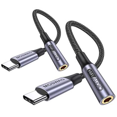 Imagem de MOSWAG Adaptador USB tipo C para fone de ouvido de 3,5 mm, adaptador de áudio USB C para cabo auxiliar Dongle para Samsung Galaxy S21 S20 Ultra S20+ Note 20 10 S10 S9 Plus, Pixel 4 3 2 XL e mais