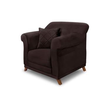 Imagem de Poltrona Sala De Estar Pé De Madeira Julieta Suede Café S04 - D'rossi